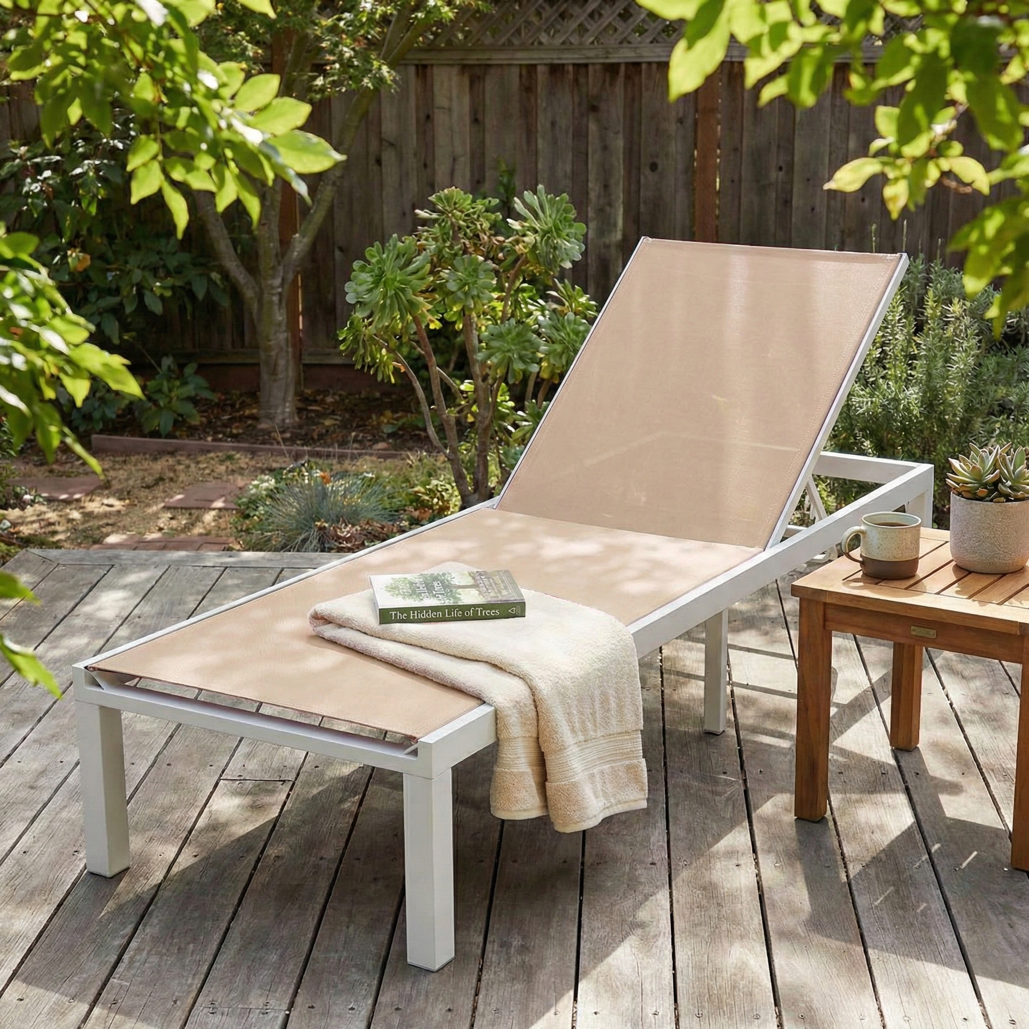 Marlin Aluminum Outdoor Chaise Lounge Chair with Sling Fabric Seat