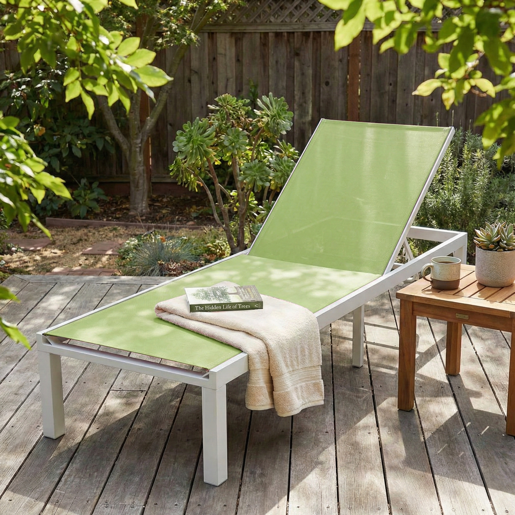 Marlin Aluminum Outdoor Chaise Lounge Chair with Sling Fabric Seat