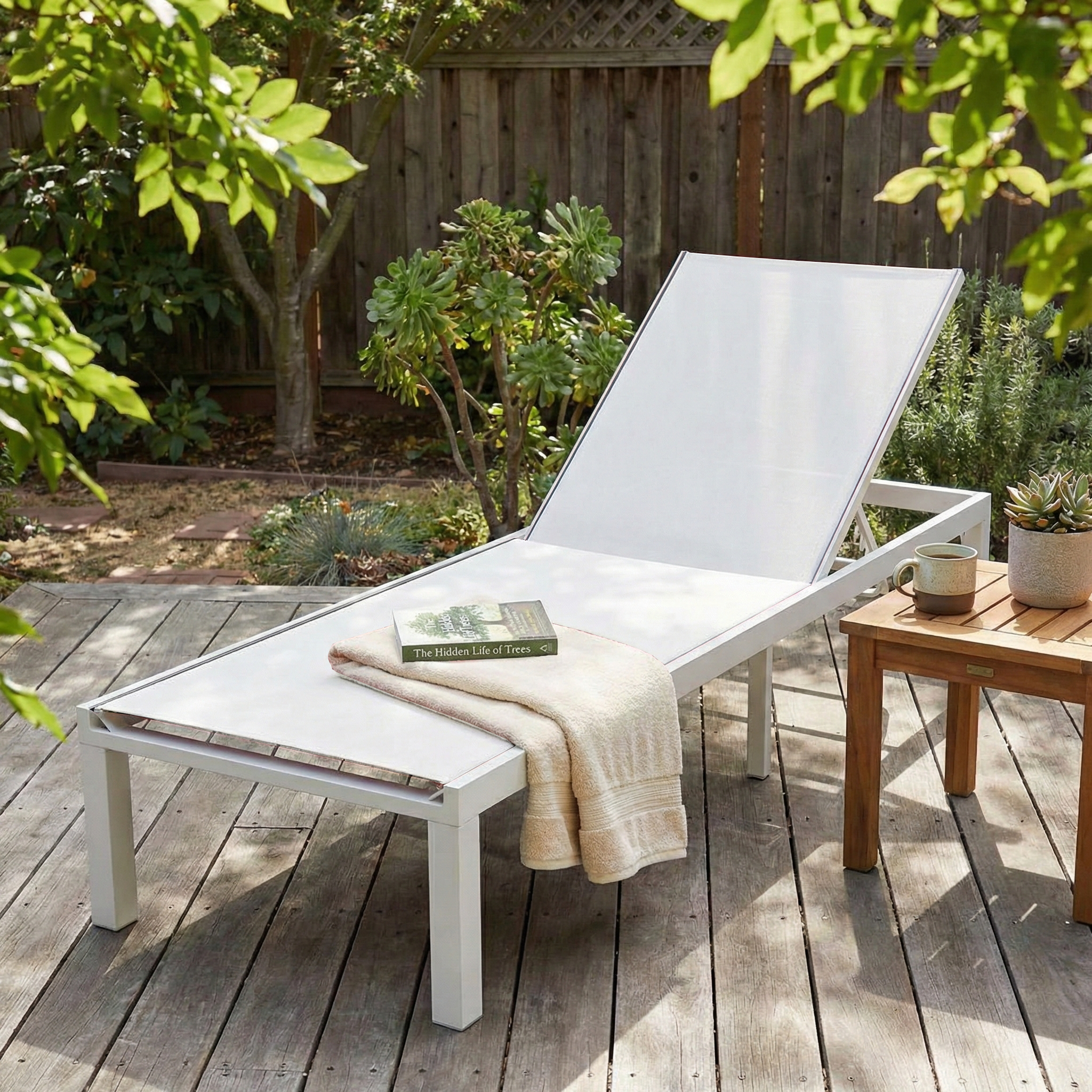 Marlin Aluminum Outdoor Chaise Lounge Chair with Sling Fabric Seat