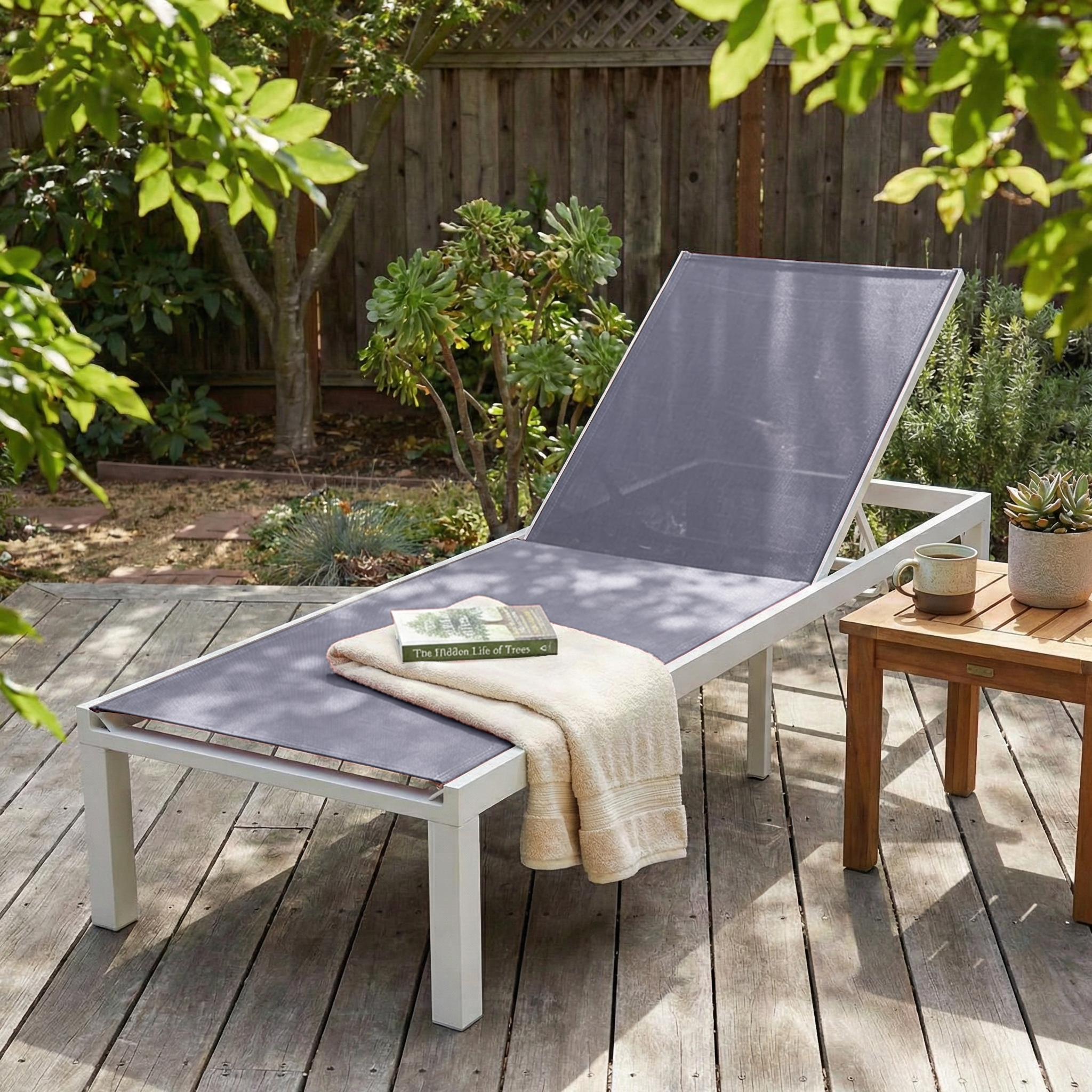 Marlin Aluminum Outdoor Chaise Lounge Chair with Sling Fabric Seat