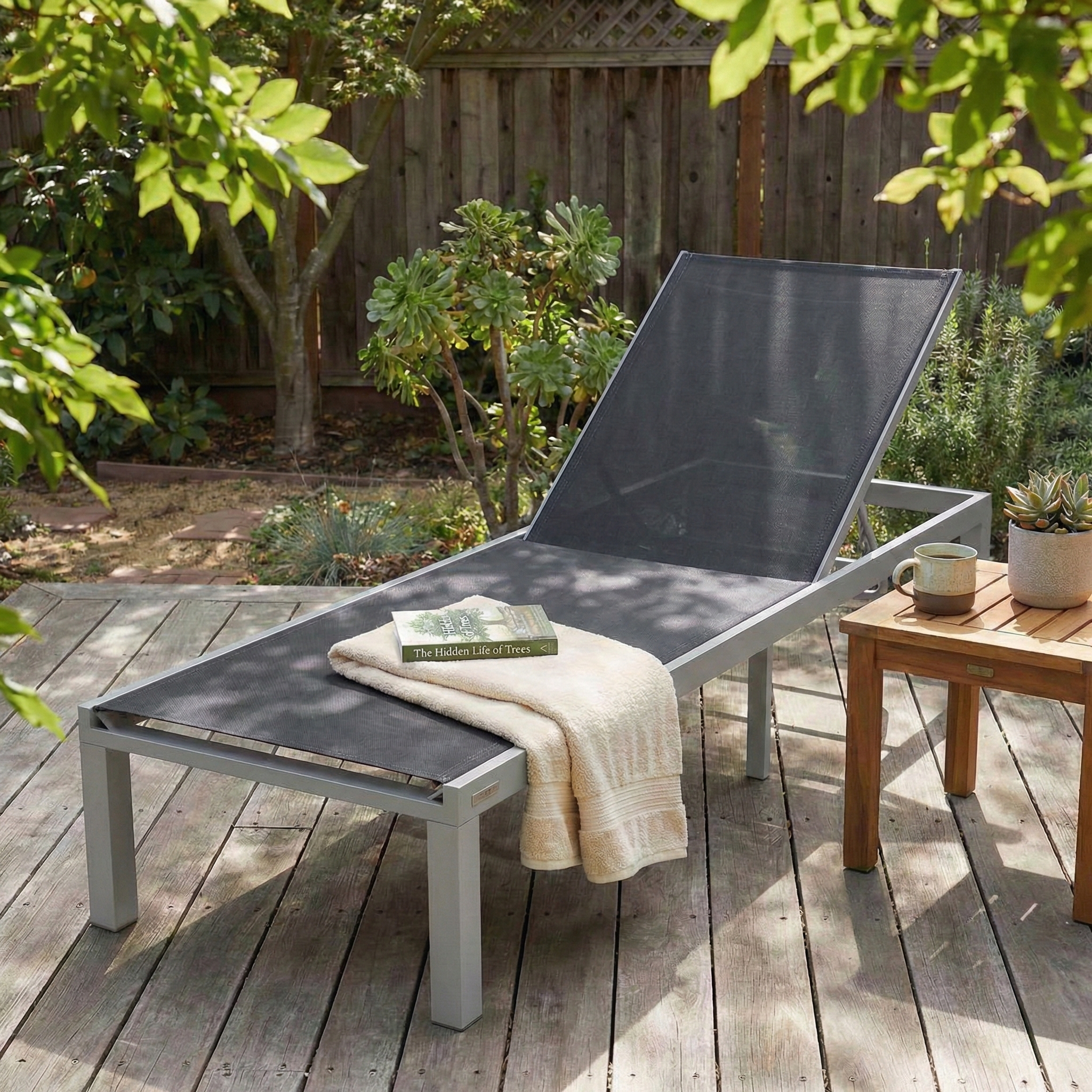 Marlin Aluminum Outdoor Chaise Lounge Chair with Sling Fabric Seat