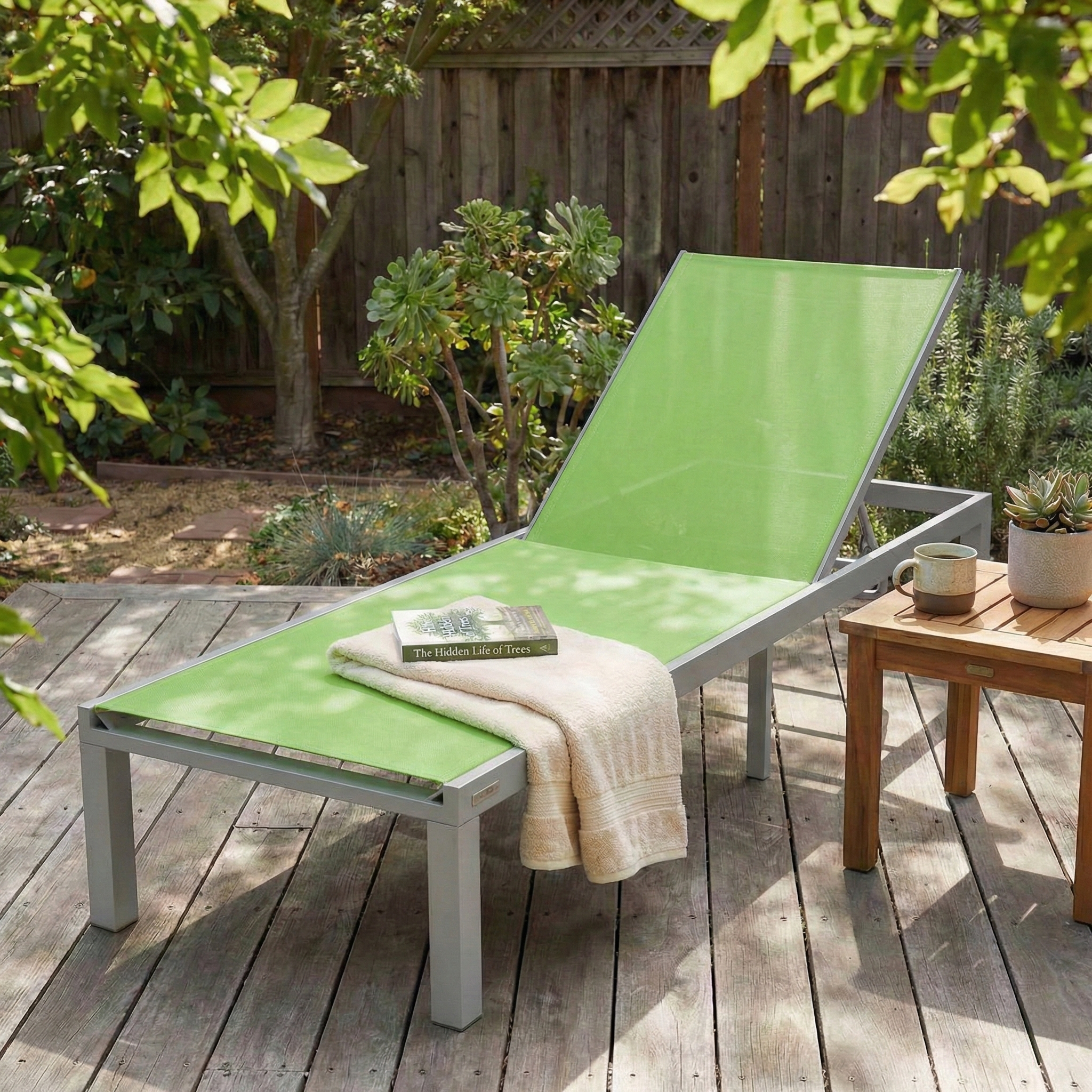 Marlin Aluminum Outdoor Chaise Lounge Chair with Sling Fabric Seat