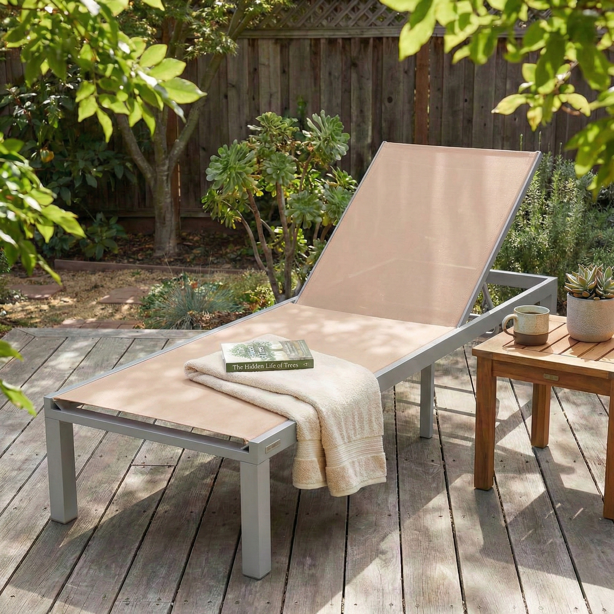 Marlin Aluminum Outdoor Chaise Lounge Chair with Sling Fabric Seat