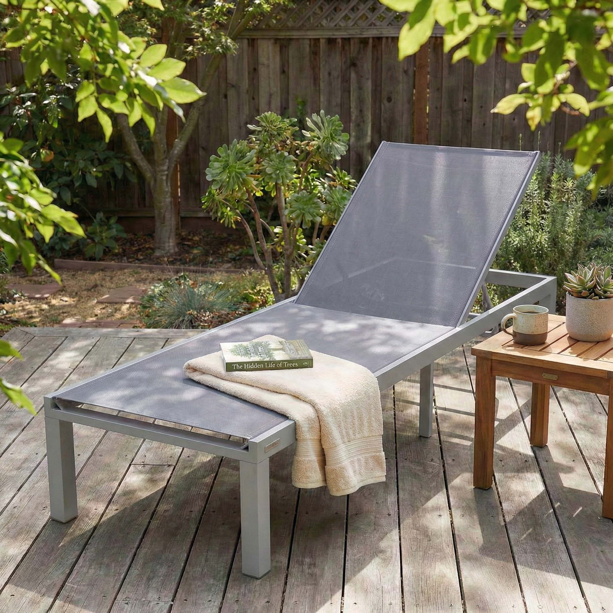 Marlin Aluminum Outdoor Chaise Lounge Chair with Sling Fabric Seat