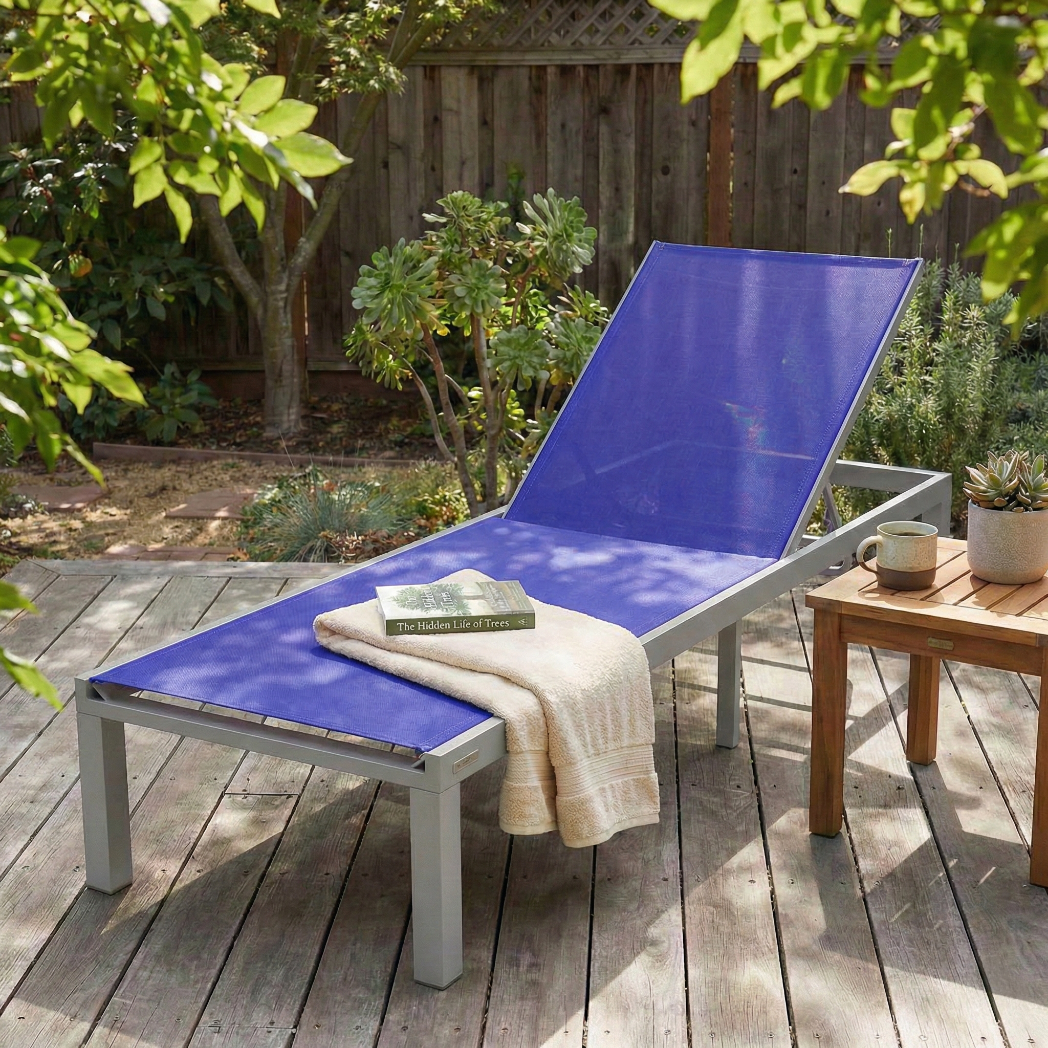 Marlin Aluminum Outdoor Chaise Lounge Chair with Sling Fabric Seat