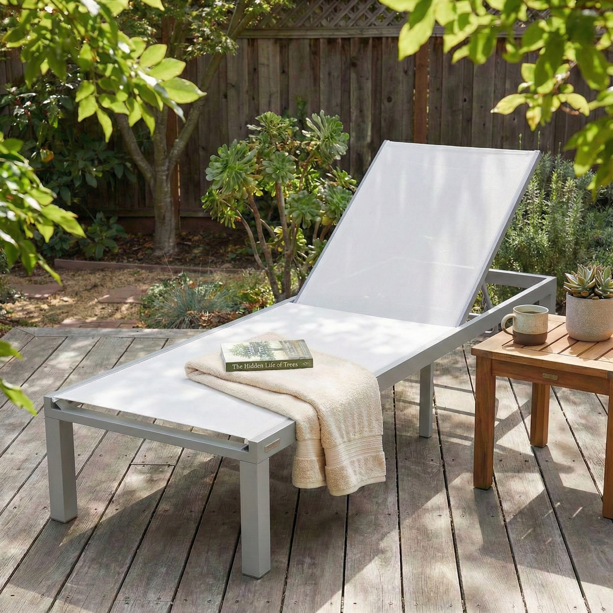 Marlin Aluminum Outdoor Chaise Lounge Chair with Sling Fabric Seat