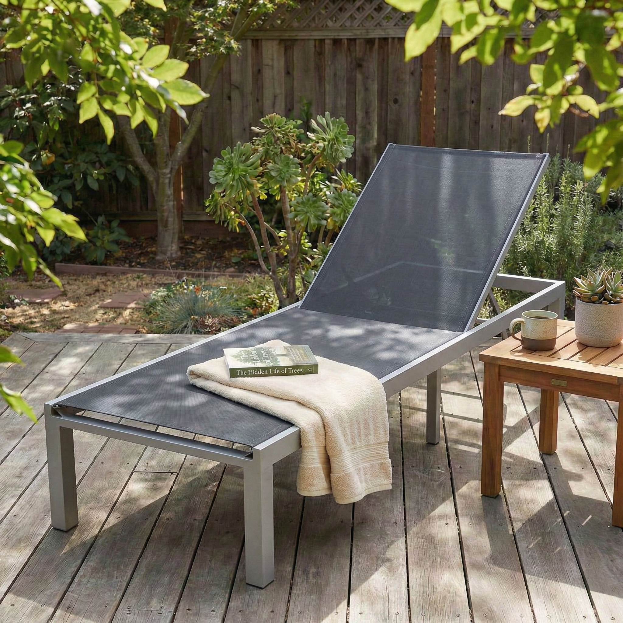 Marlin Aluminum Outdoor Chaise Lounge Chair with Sling Fabric Seat