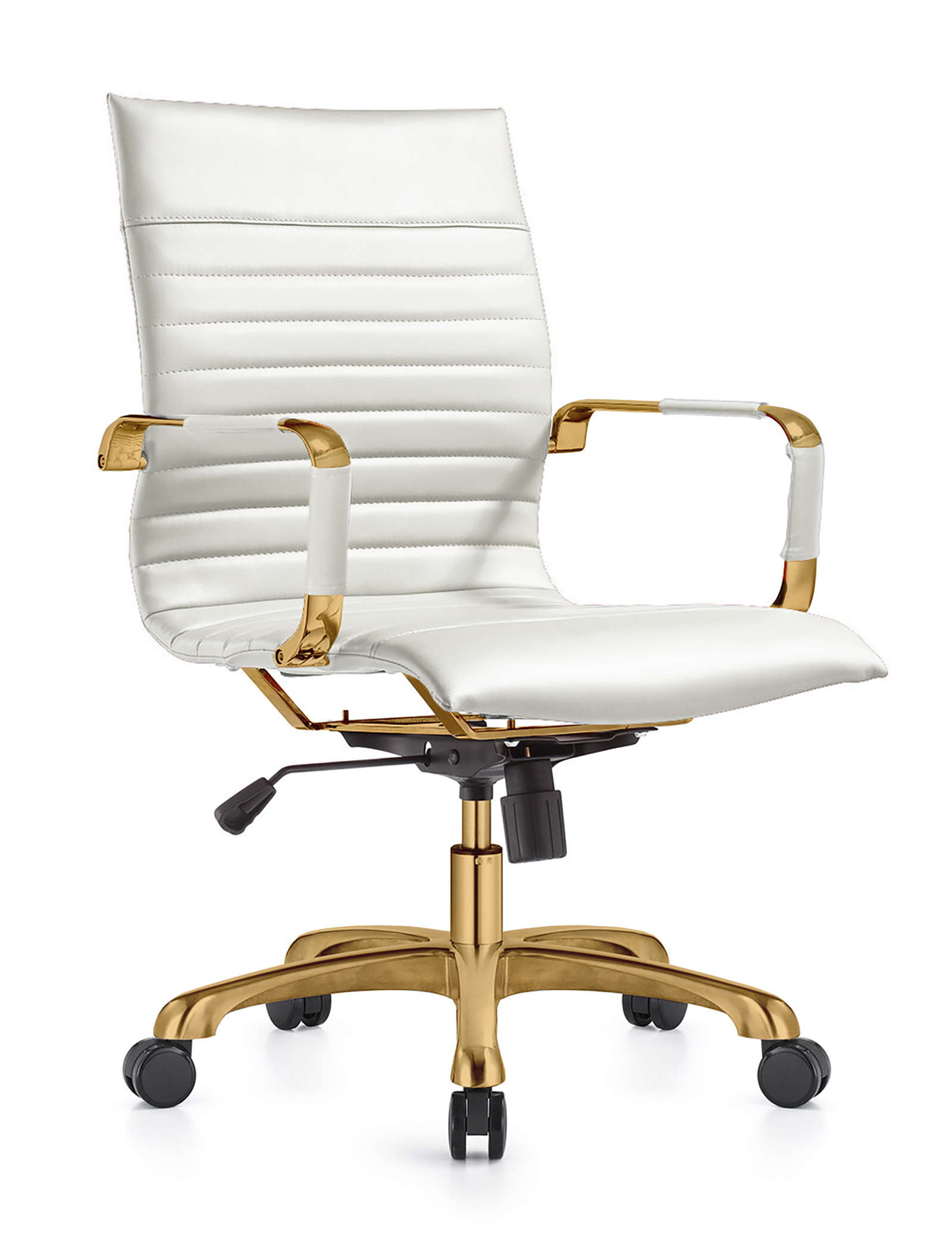 Harris Mid-Back Leather Adjustable  Office Conference Chair with Armrests