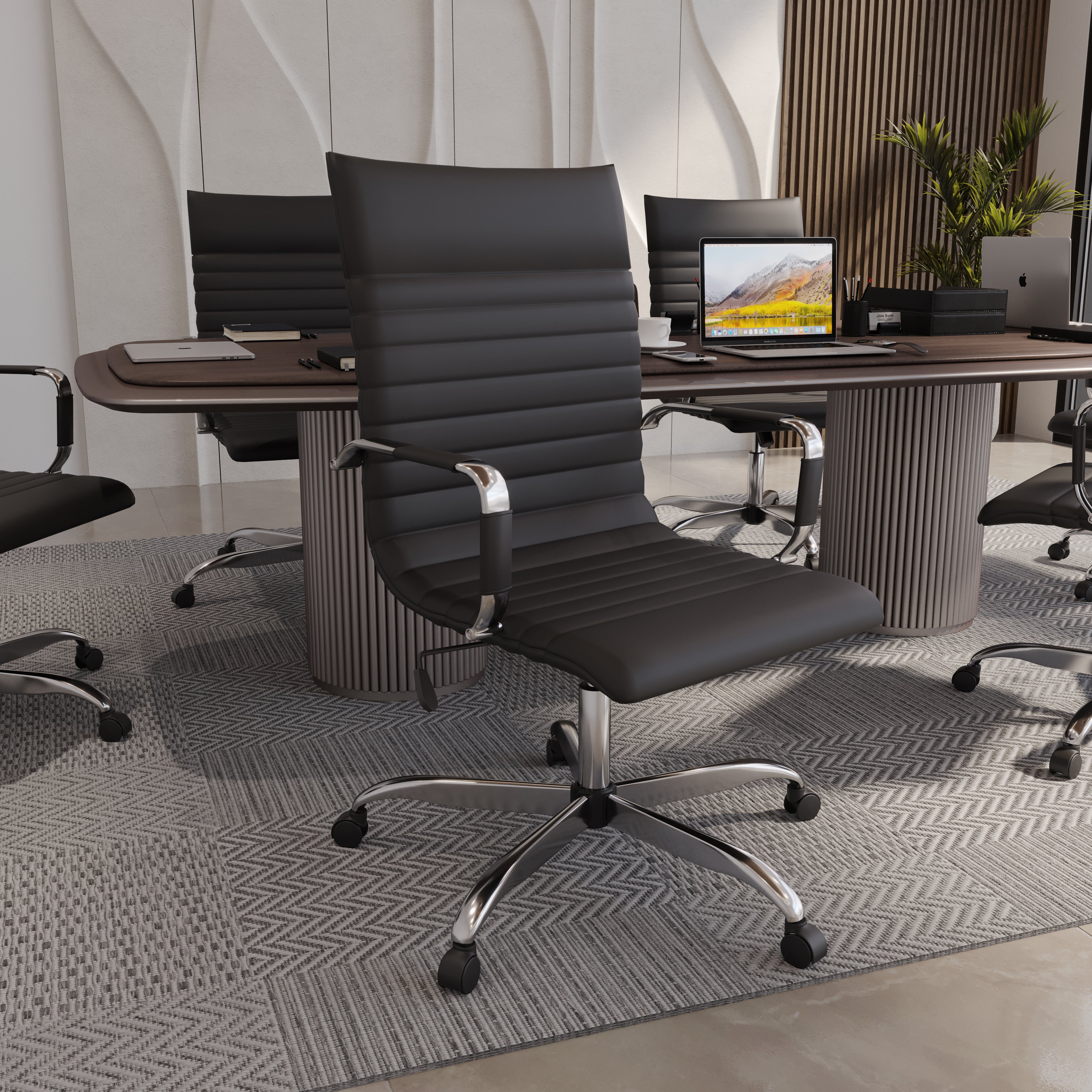 Harris Leather High-Back Adjustable  Office Conference Chair with Armrests