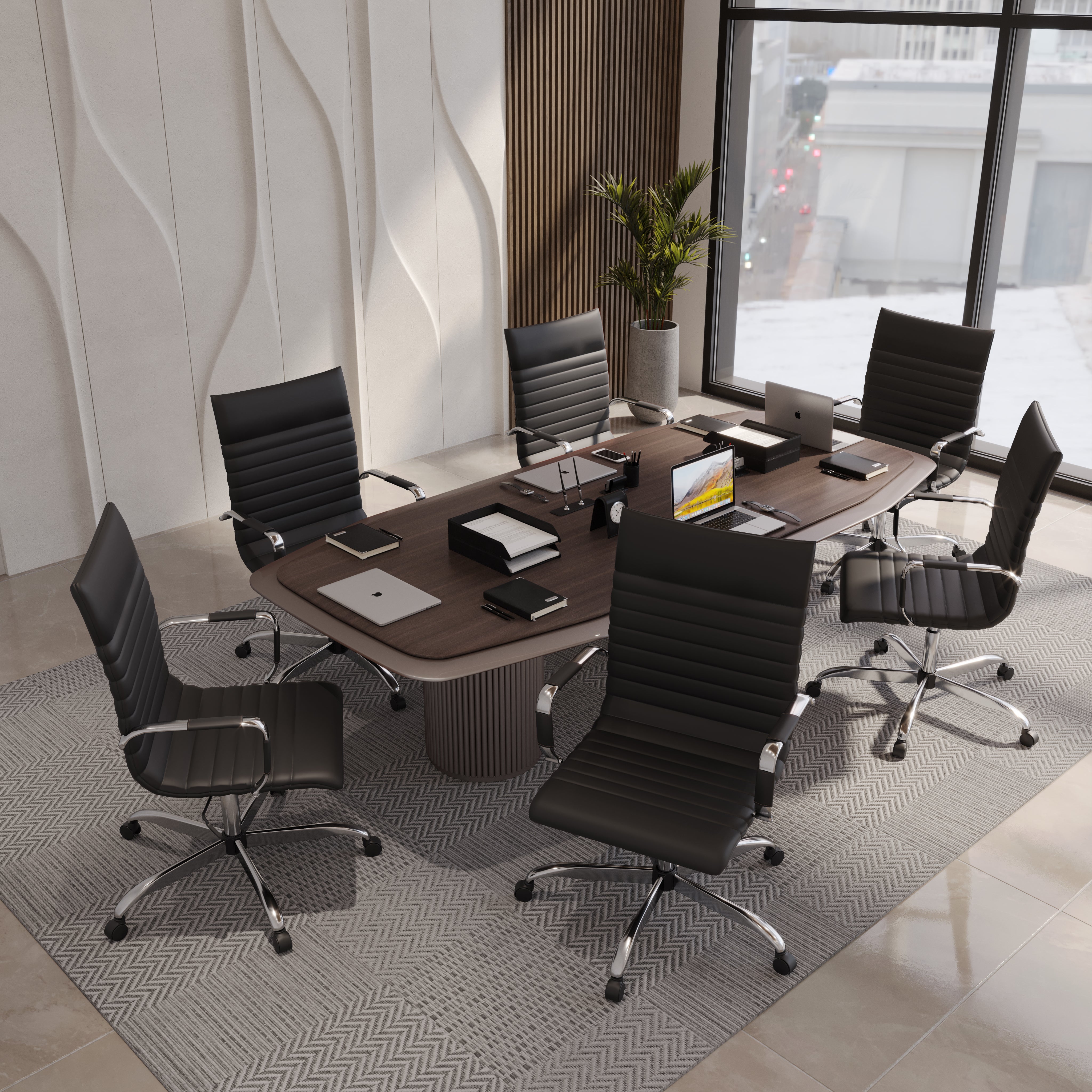 Harris Leather High-Back Adjustable  Office Conference Chair with Armrests