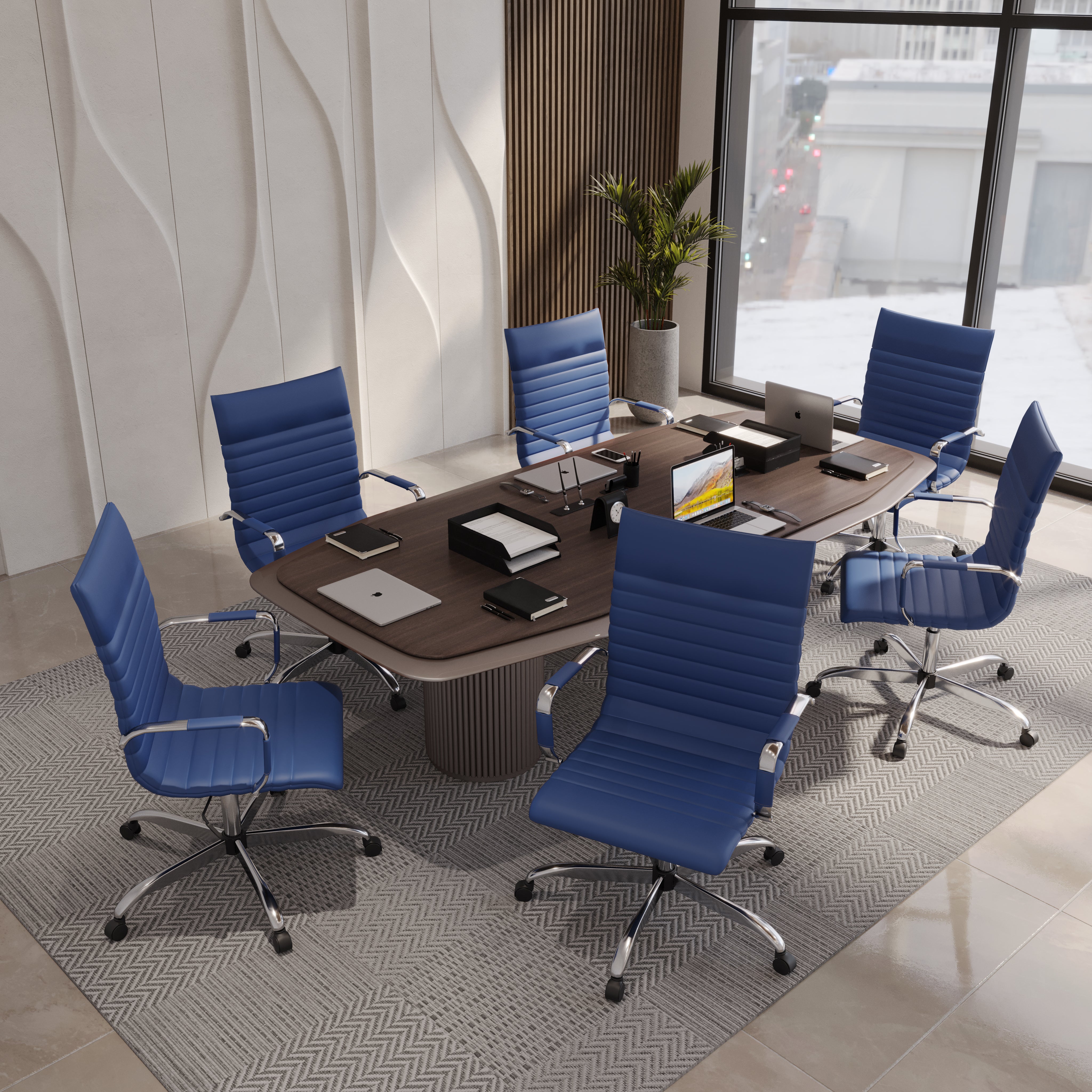 Harris Leather High-Back Adjustable  Office Conference Chair with Armrests