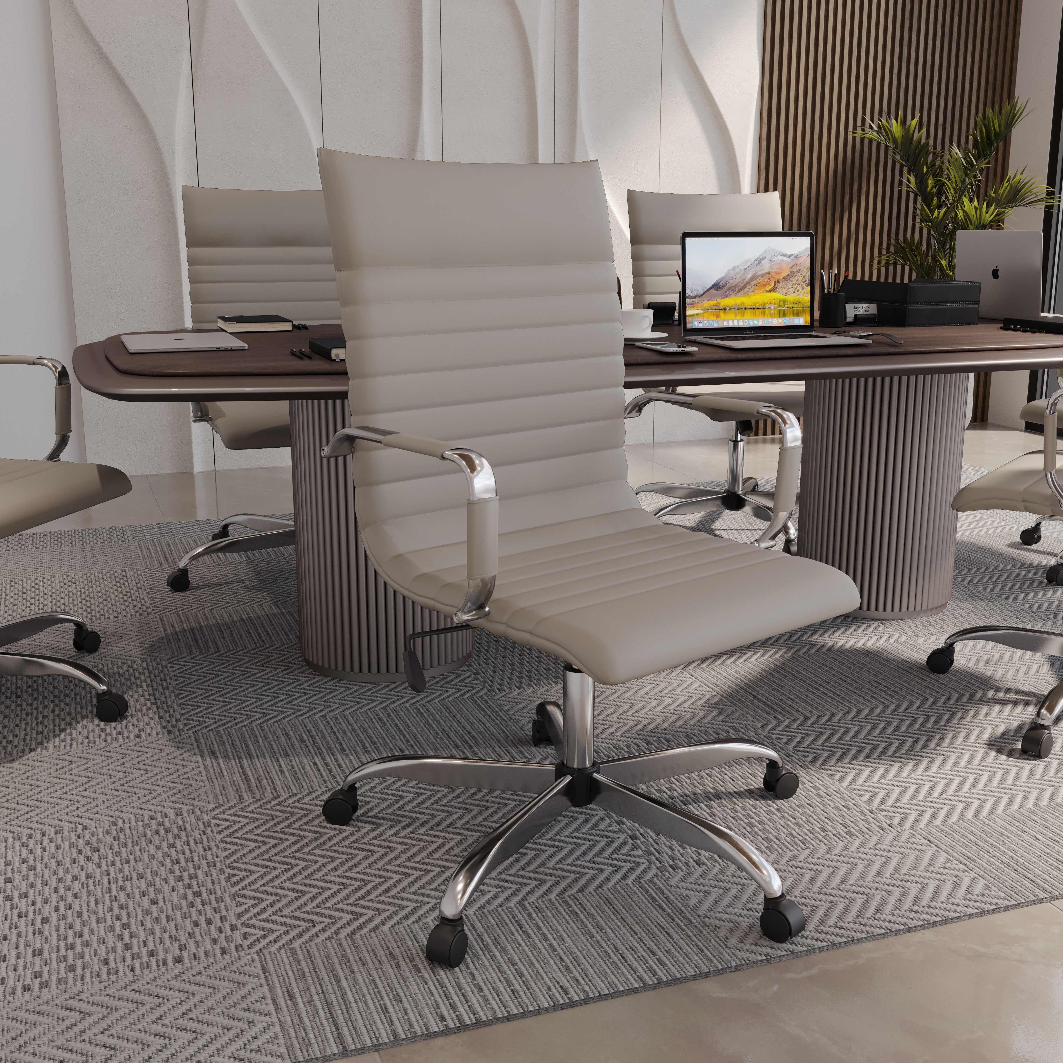 Harris Leather High-Back Adjustable  Office Conference Chair with Armrests