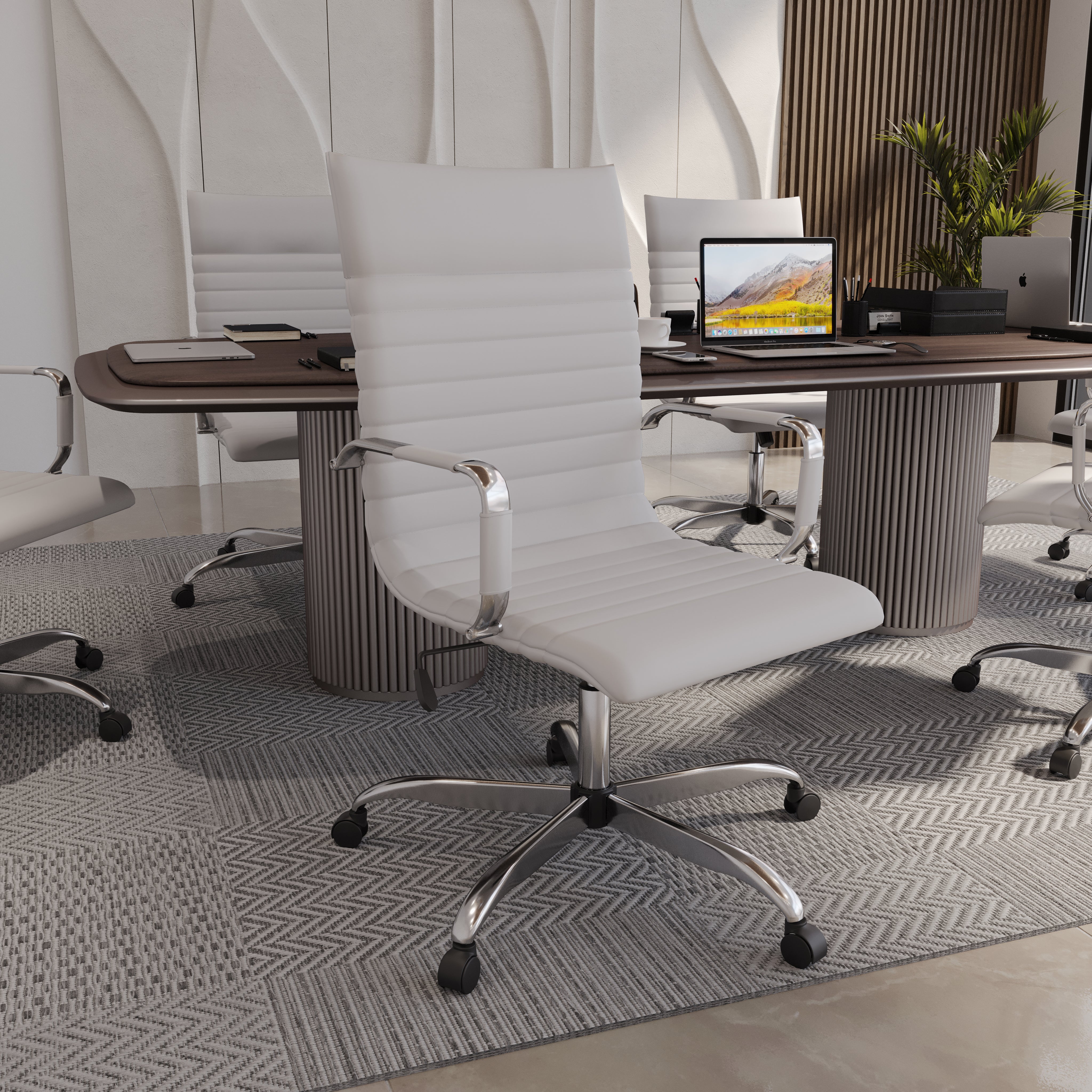 Harris Leather High-Back Adjustable  Office Conference Chair with Armrests