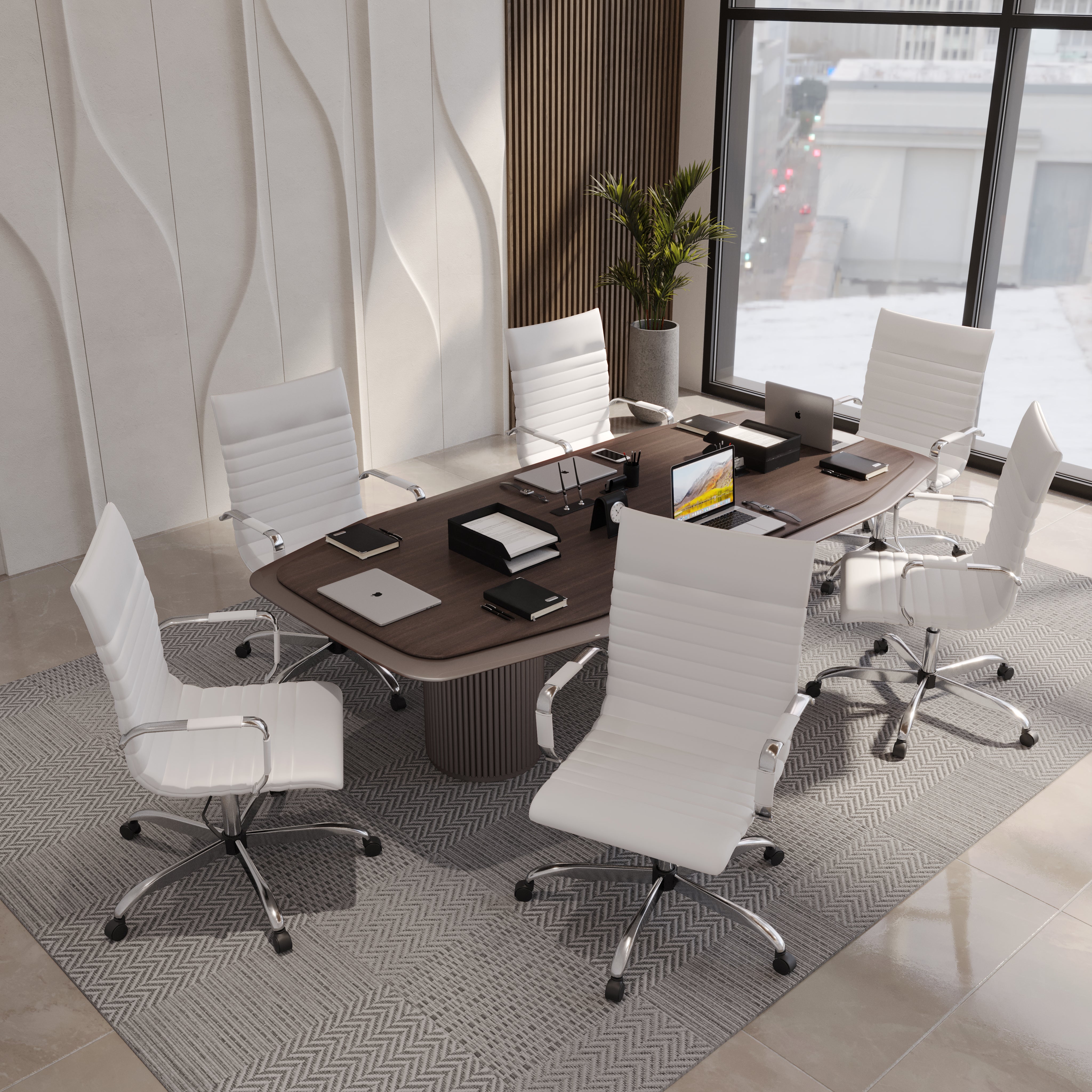 Harris Leather High-Back Adjustable  Office Conference Chair with Armrests