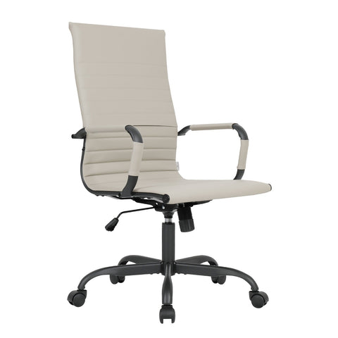 LeisureMod Harris High-Back Leather Office Conference Swivel Chair with Armrests