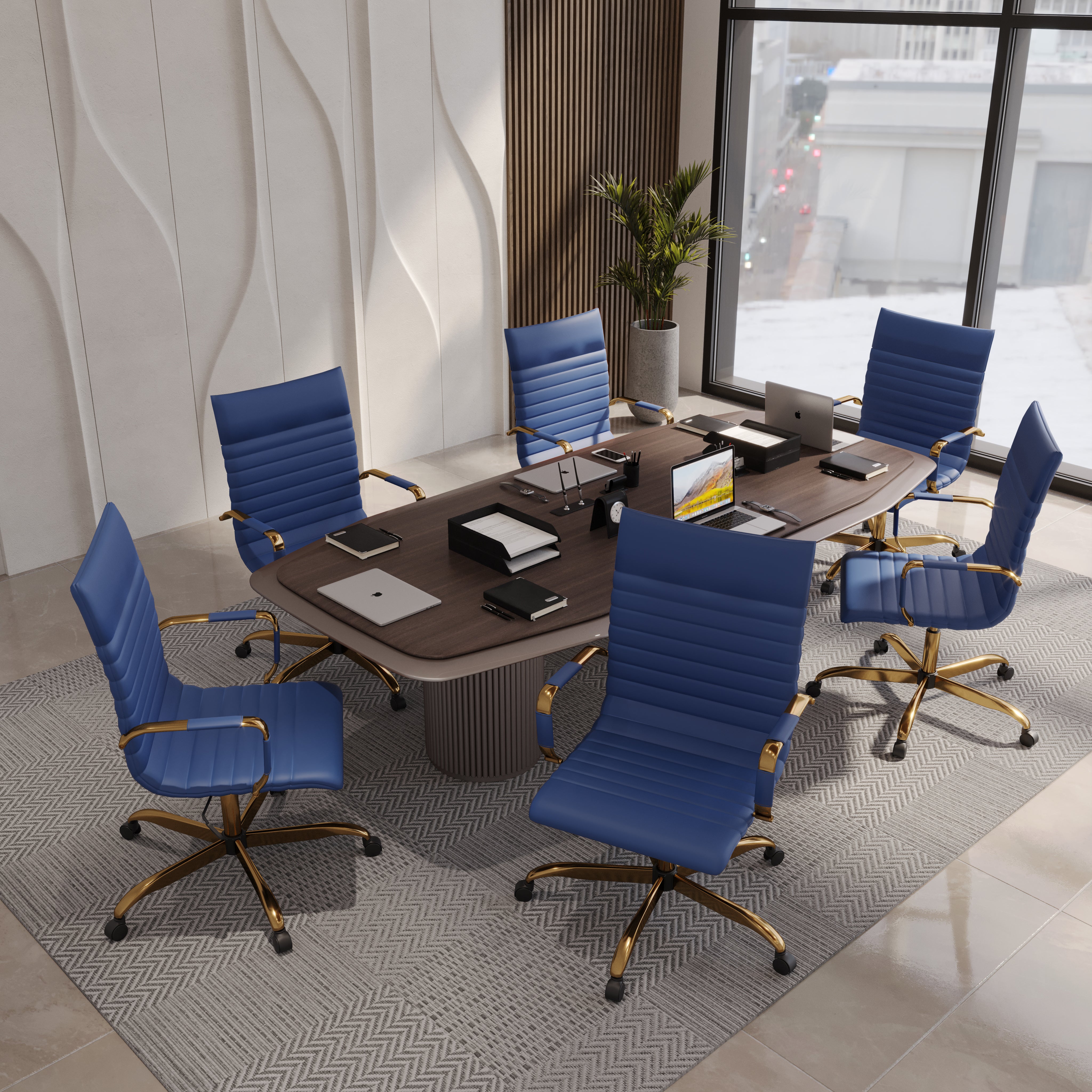 Harris Leather High-Back Adjustable  Office Conference Chair with Armrests