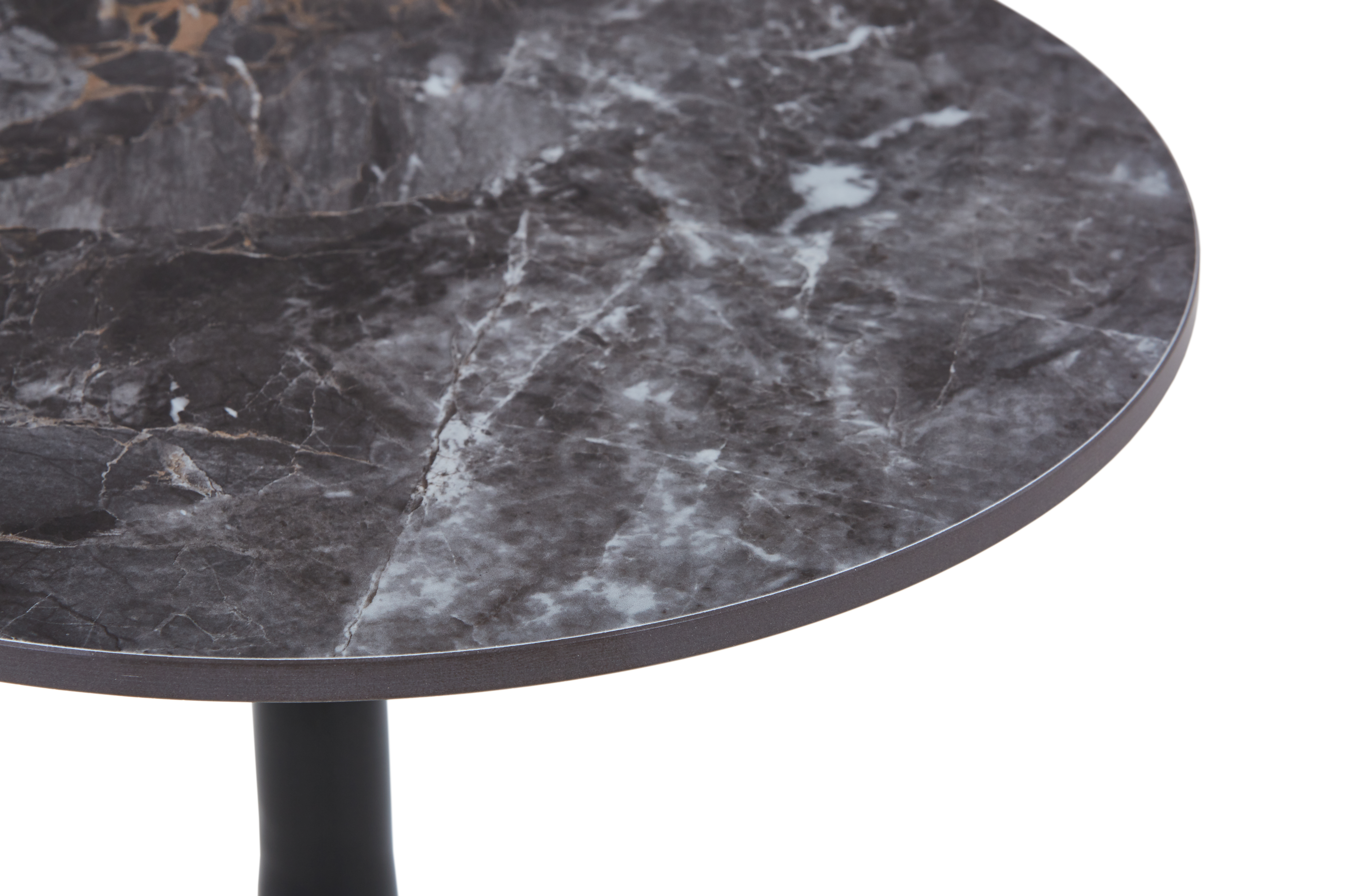 Hada Round Side/End Table with Sintered Stone Top with Steel Pedestal Base