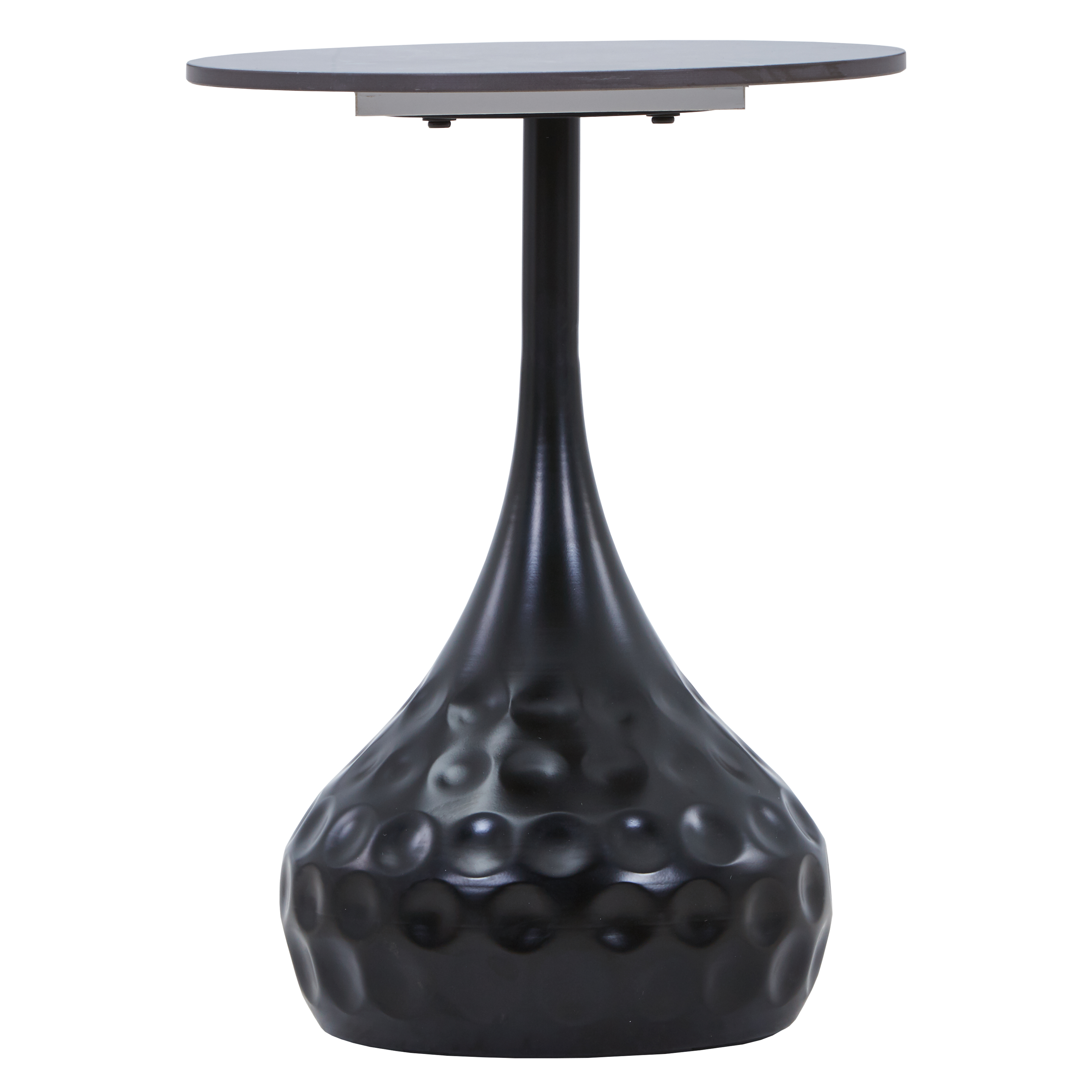 Hada Round Side/End Table with Sintered Stone Top with Steel Pedestal Base