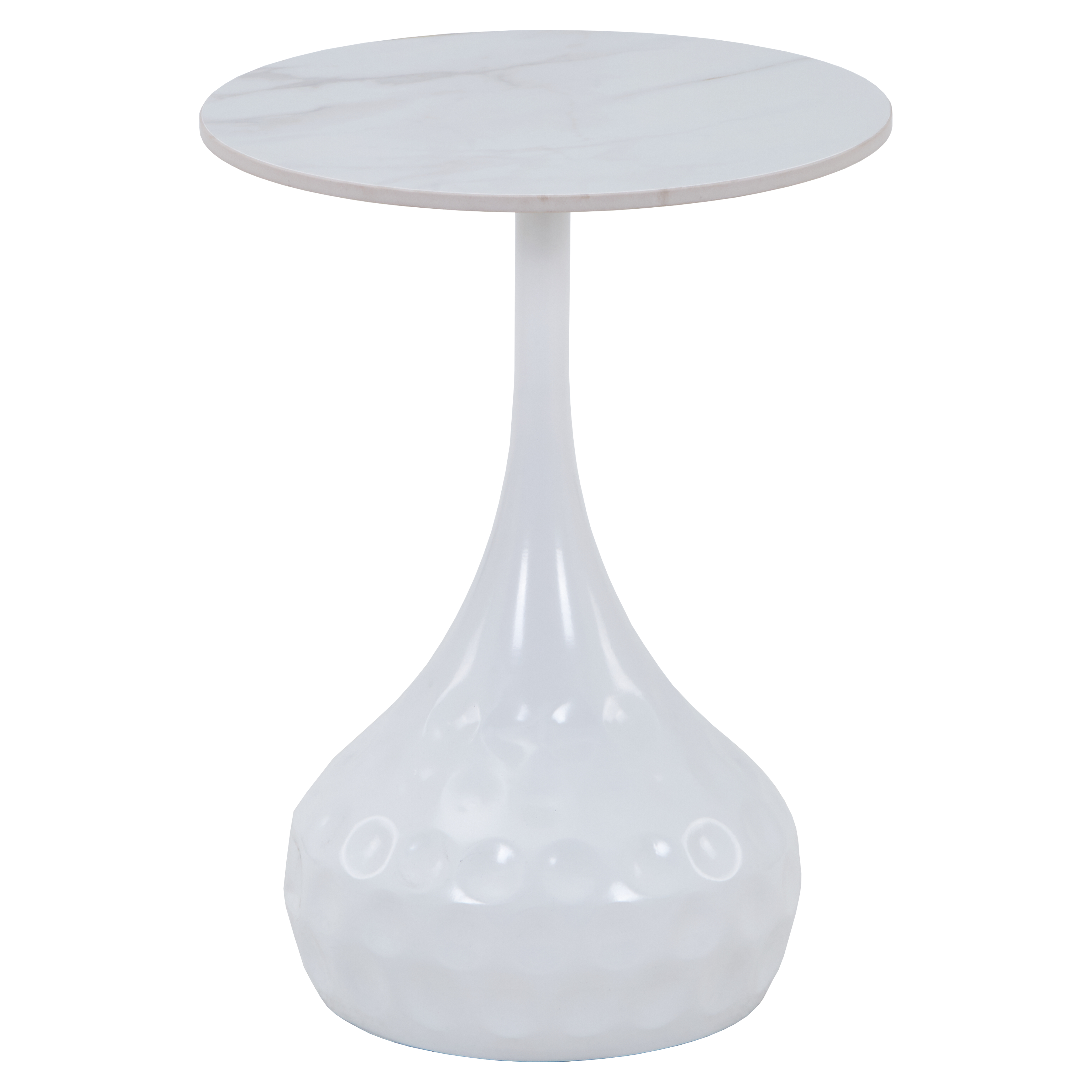Hada Round Side/End Table with Sintered Stone Top with Steel Pedestal Base