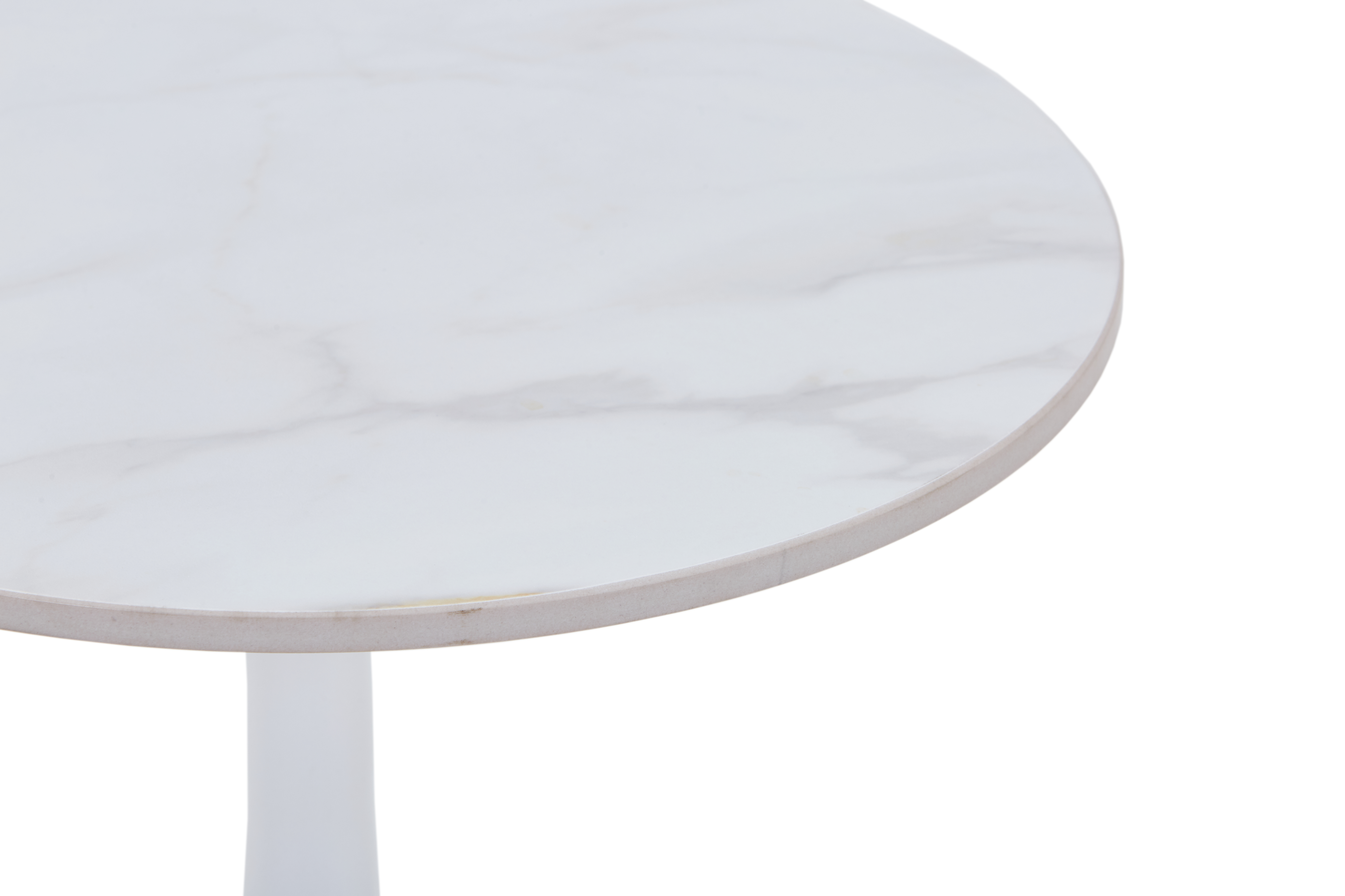 Hada Round Side/End Table with Sintered Stone Top with Steel Pedestal Base