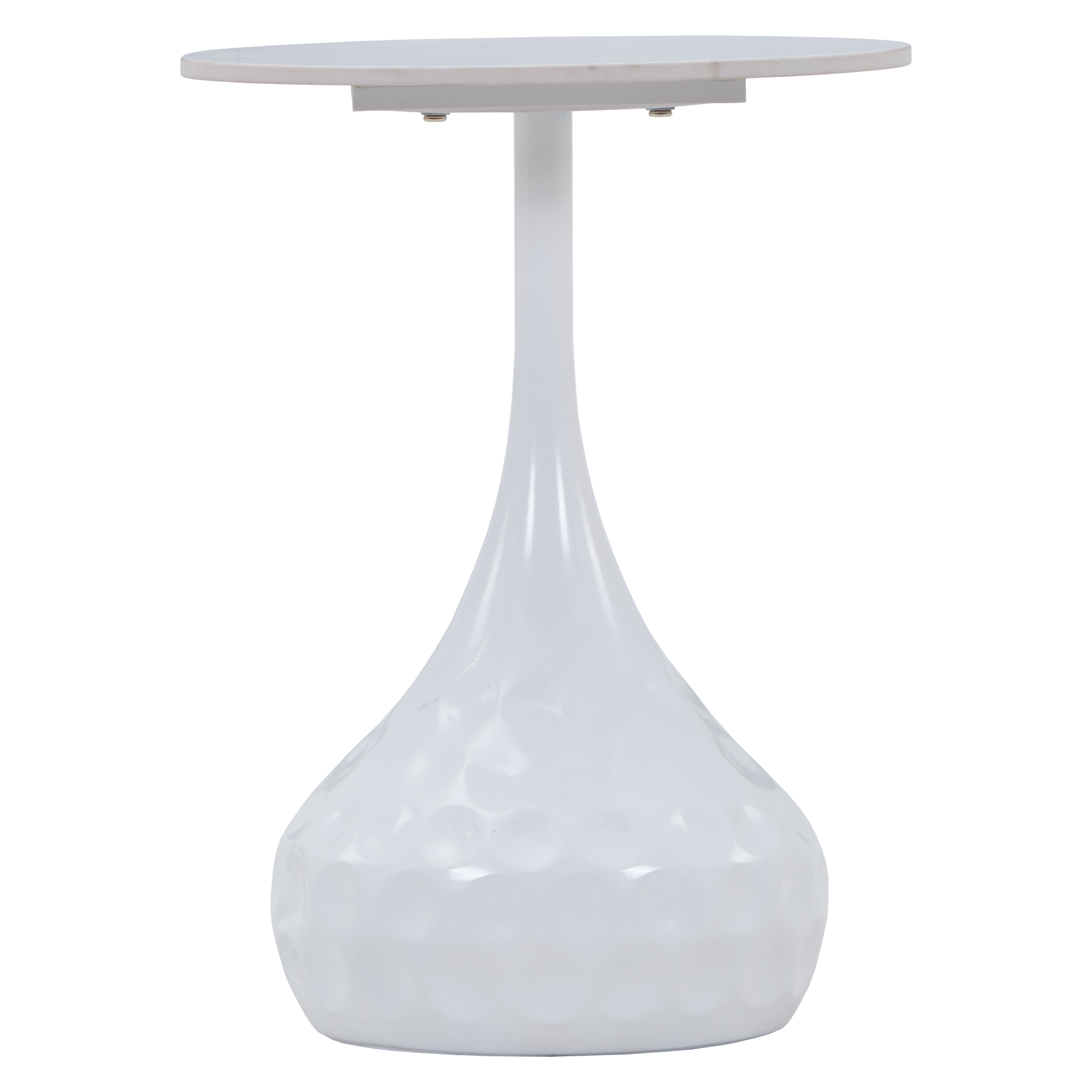 Hada Round Side/End Table with Sintered Stone Top with Steel Pedestal Base