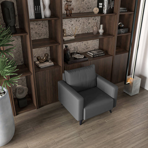 Inno Single-Seater Leather Sofa with Stainless Steel Legs and Removable Cushions
