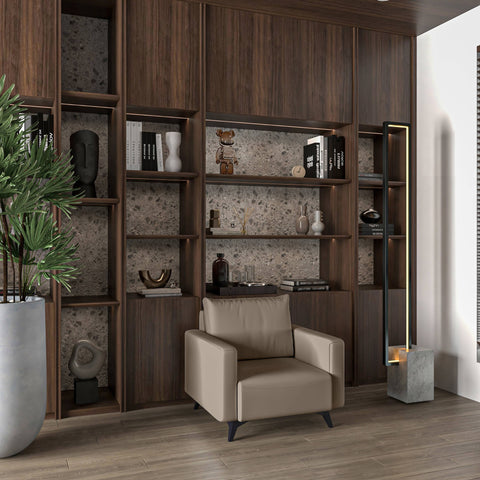 Inno Single-Seater Leather Sofa with Stainless Steel Legs and Removable Cushions