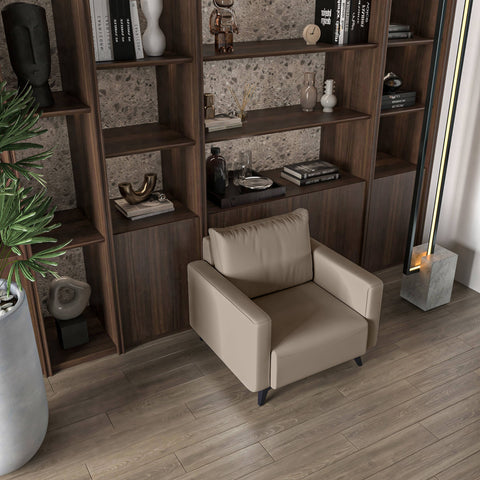 Inno Single-Seater Leather Sofa with Stainless Steel Legs and Removable Cushions