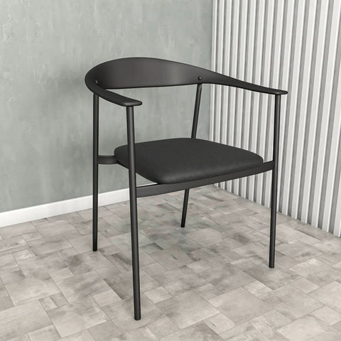 LeisureMod Kora Modern Dining Chair Upholstered in Faux Leather with Steel Frame and Legs