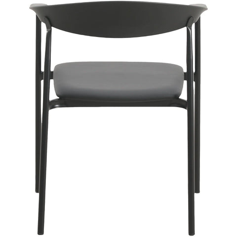 Kora Dining Chair Upholstered in Leather with Stainless Steel Frame and Legs