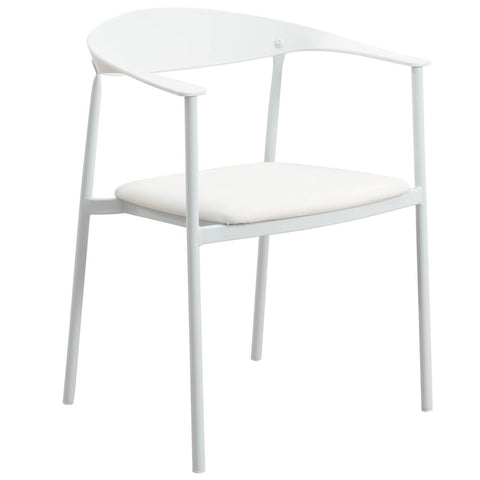 Kora Dining Chair Upholstered in Leather with Stainless Steel Frame and Legs