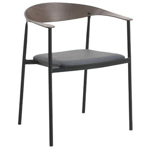 Kora Dining Chair Upholstered in Leather with Stainless Steel Frame and Legs