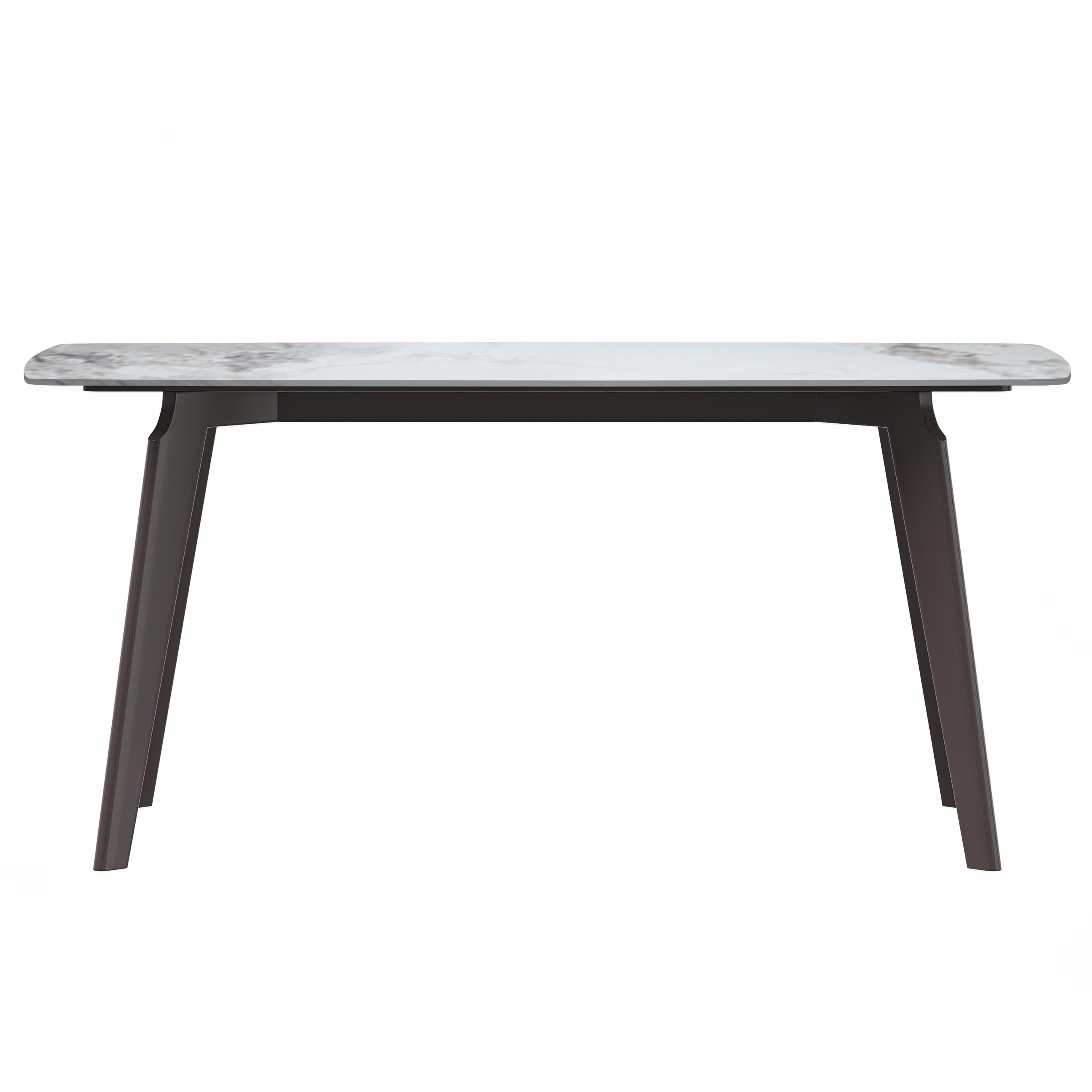 Krevor Modern Dining Table with Rectangular Stone/Glass Wide Tabletop with Black Steel Legs
