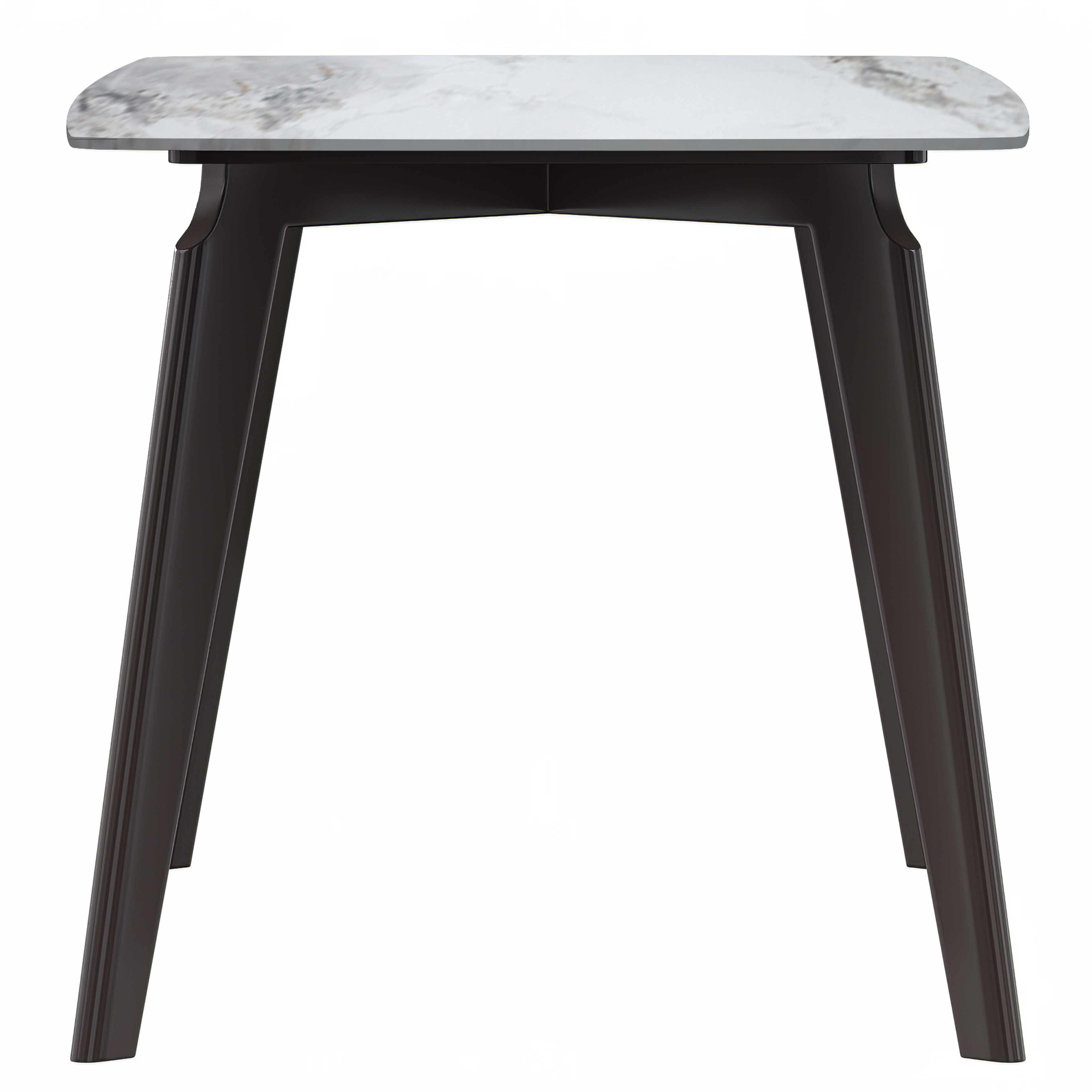 Krevor Modern Dining Table with Rectangular Stone/Glass Wide Tabletop with Black Steel Legs