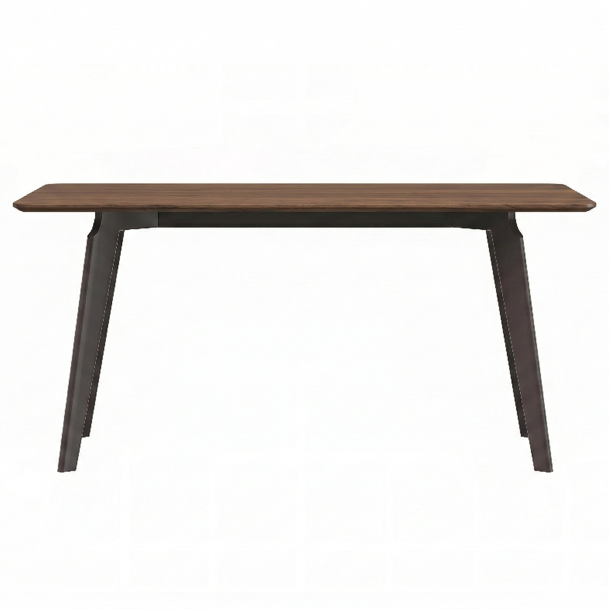 Krevor Modern Dining Table with Rectangular Stone/Glass Wide Tabletop with Black Steel Legs