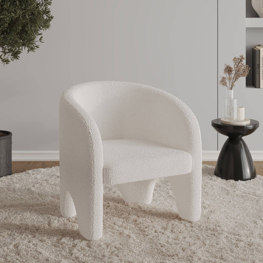 Lylo Accent Arm Chair Upholstered in Boucle/Velvet with Barrel Back Design
