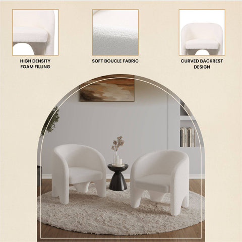 Lylo Accent Arm Chair Upholstered in Boucle/Velvet with Barrel Back Design