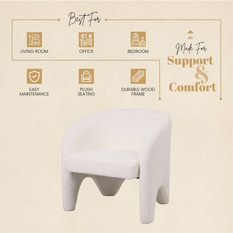 Lylo Accent Arm Chair Upholstered in Boucle/Velvet with Barrel Back Design