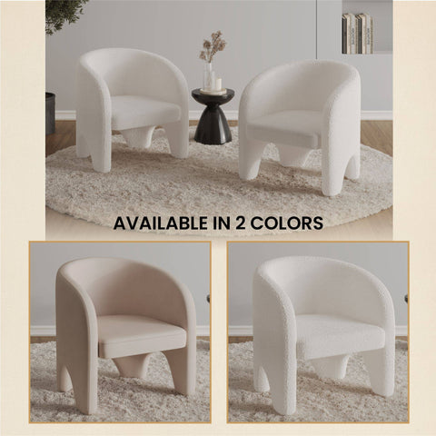 Lylo Accent Arm Chair Upholstered in Boucle/Velvet with Barrel Back Design