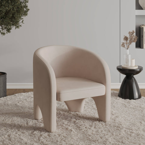 Lylo Accent Arm Chair Upholstered in Boucle/Velvet with Barrel Back Design