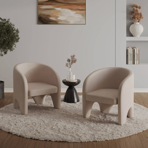 Lylo Accent Arm Chair Upholstered in Boucle/Velvet with Barrel Back Design