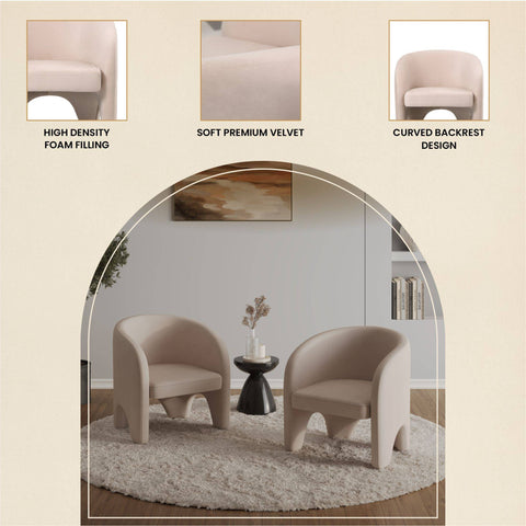 Lylo Accent Arm Chair Upholstered in Boucle/Velvet with Barrel Back Design