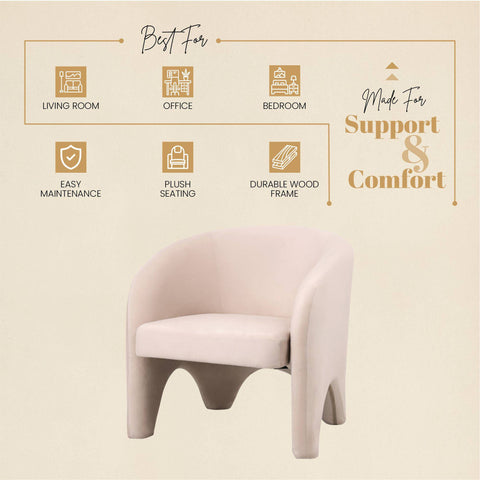 Lylo Accent Arm Chair Upholstered in Boucle/Velvet with Barrel Back Design