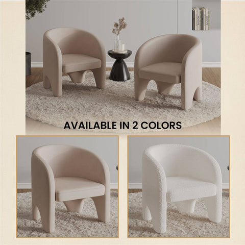 Lylo Accent Arm Chair Upholstered in Boucle/Velvet with Barrel Back Design