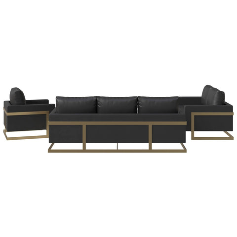 Lincoln 3-Piece Sofa Set Upholstered in Leather/Velvet Accent Chair with Gold Stainless Steel Frame