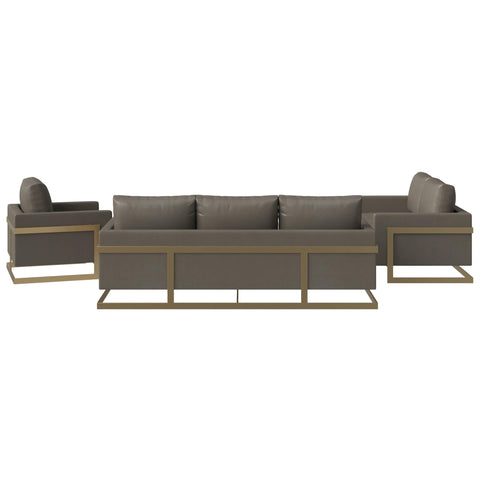 Lincoln 3-Piece Sofa Set Upholstered in Leather/Velvet Accent Chair with Gold Stainless Steel Frame