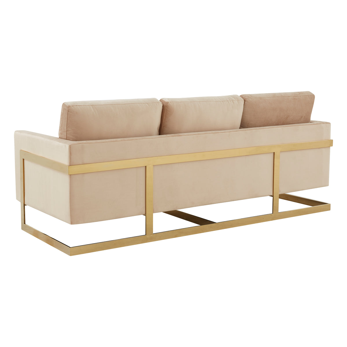 Lincoln 3-Seater Sofa Upholstered in Velvet/Leather with Black/Silver/Gold Steel Base