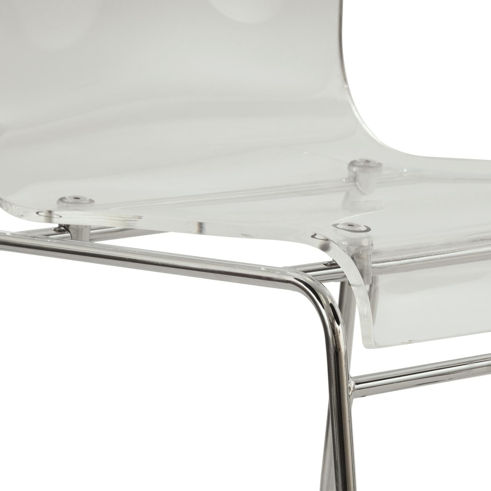 Lima Acrylic Dining Chair Stackable Design with Chrome Steel Base