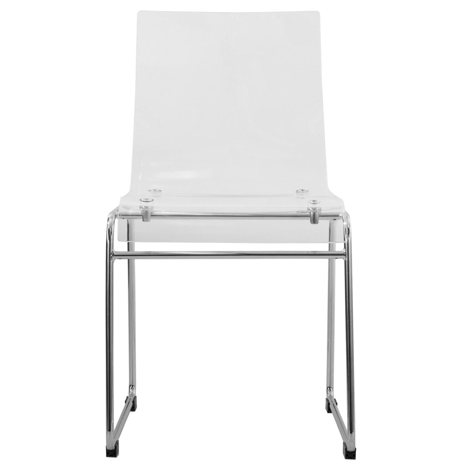 Lima Acrylic Dining Chair Stackable Design with Chrome Steel Base