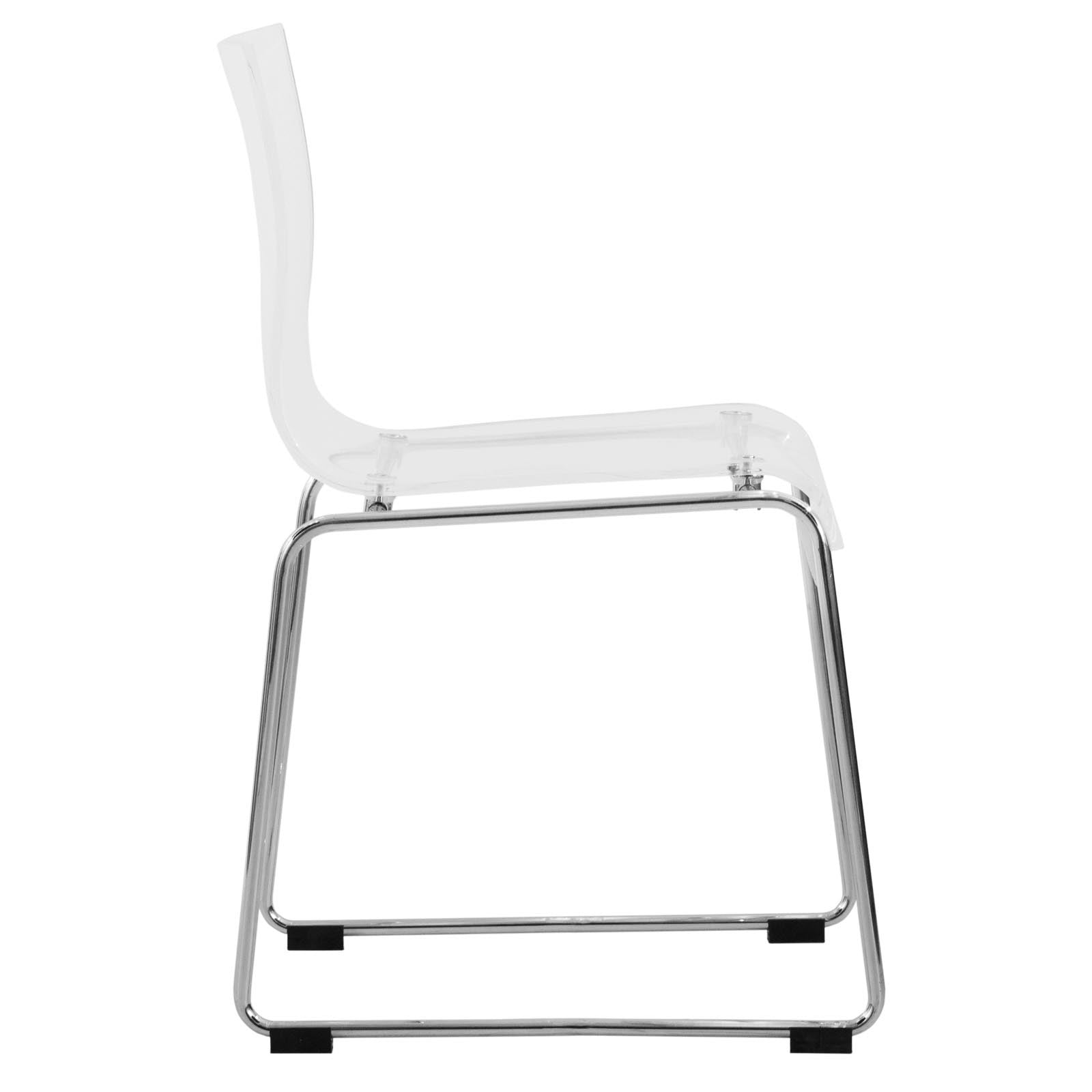 Lima Acrylic Dining Chair Stackable Design with Chrome Steel Base